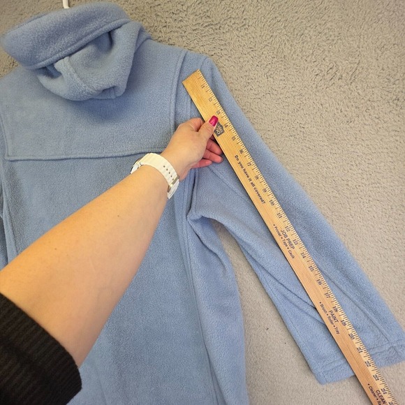 Susan Graver Coat Womens M Baby Blue Hooded Toggle Button‎ Fleece Duffle Outdoor - Picture 10 of 11